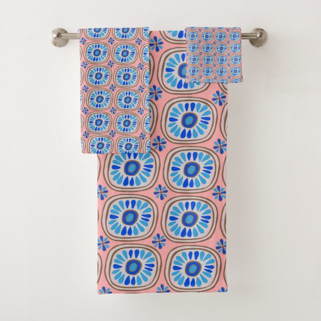 Carrelage rond Motif bleu foncé (En situation)