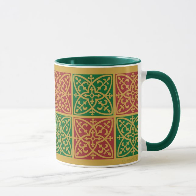 Carrelage rouge et vert Art Café de Noël Mug (Droite)