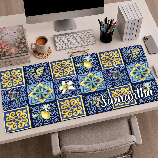 Carrelage vibrant bleu sarcelle motif sicilien Cit (Créateur téléchargé)
