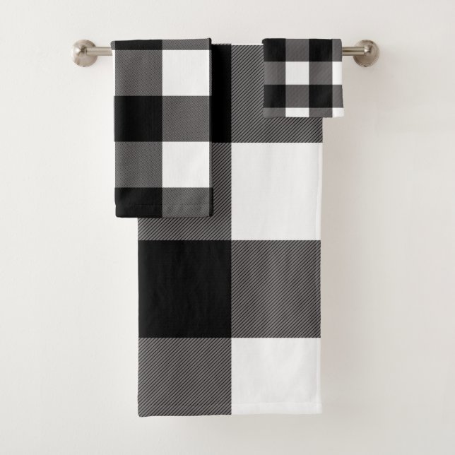 Carrés à carreaux noirs et blancs Buffalo Plaid (En situation)