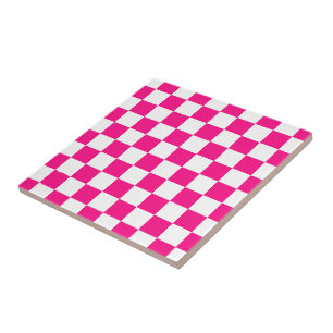 Carrés à carreaux rose vif blanc géométrique rétro