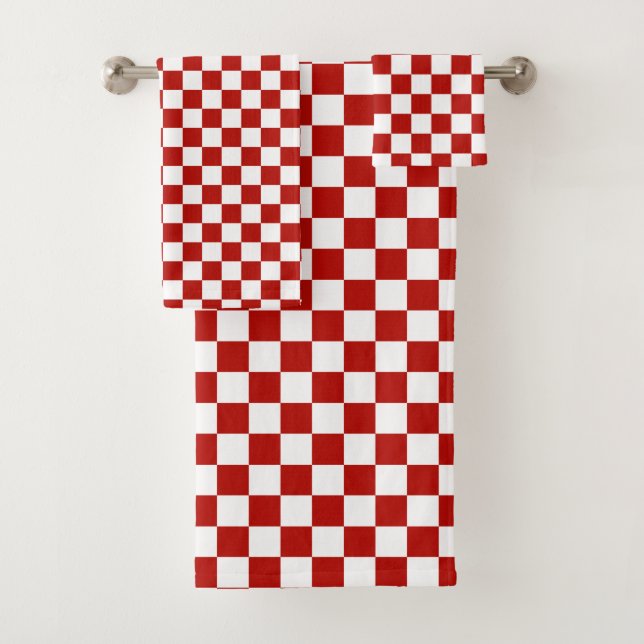 Carrés à damier rouge blanc géométrique rétro (En situation)