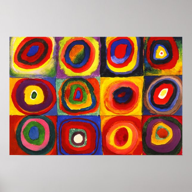Carrés avec Poster vintage de cercles concentrés (Devant)