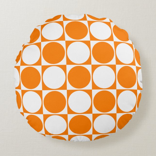 Carrés & Cercles Orange&Blanc Conception, Coussin  (Devant)