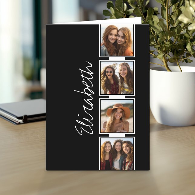 Carrés de collection photo noir et blanc Personnal (Custom Greeting Card with Photo)