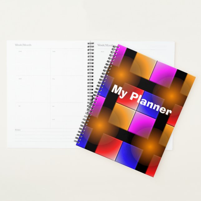Carrés de couleur vive sur arrière - plan noir (Devant avec enveloppe)