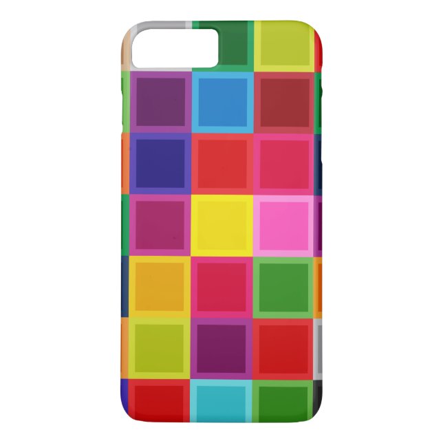 Carrés multicolores Girly iPhone 7 Plus Coque (Dos)