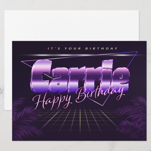 Carrie Nom Prénom de l'anniversaire de la carte (Devant / Derrière)
