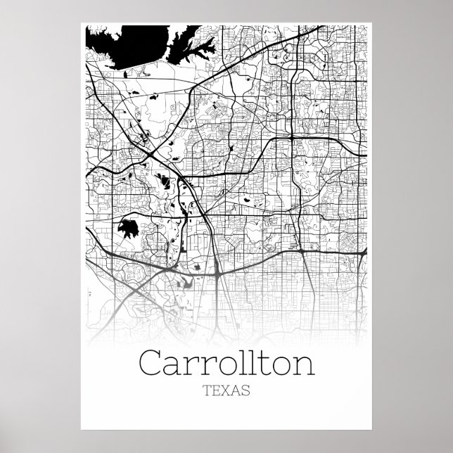 Carrollton Map - Texas - City Map Poster (Devant)