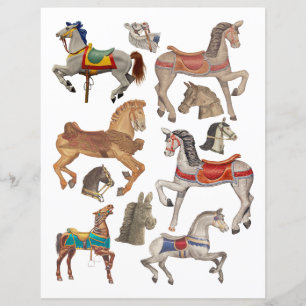 carrousel chevaux aquarelle art clipart collage