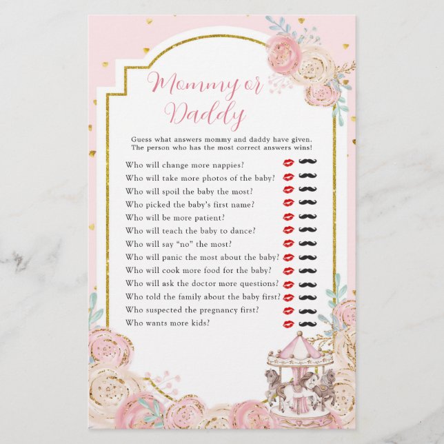 Carrousel magique rose et or maman ou papa (Devant)