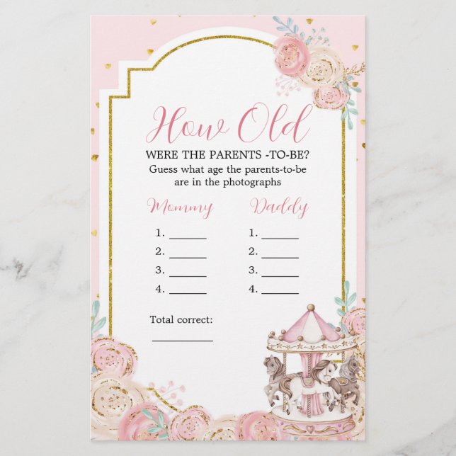 Carrousel magique rose et or Quel âge ont les pare (Devant)