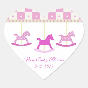 Carrousel rose et jaune : Stickers Baby shower