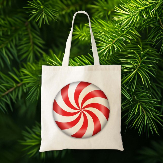 Carry Holiday Peppermenthe Sac fourre-tout de bonb (Carry your holiday gifts and presents in a sweet peppermint candy tote bag.)