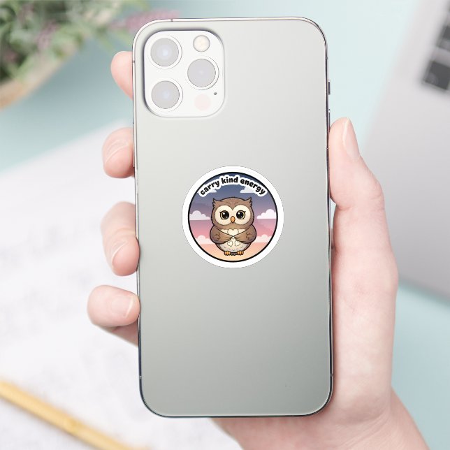 Carry Kind Energy Cute Owl Sticker | Aesthetic  (Téléphone)