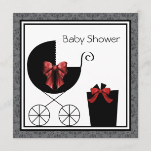 Cart de cadeau rouge et noir Invitations pour Baby