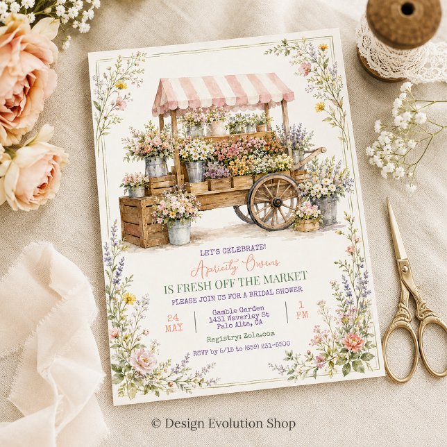 Cart de fleurs rustique Invitation de Baby Shower  (Créateur téléchargé)