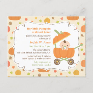 Cart Invitation de Naissance Citrouille Mignonne A
