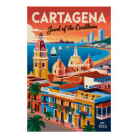Cartagena Colombie Rétro Art Mural de Voyage Vinta