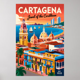 Cartagena Colombie Rétro Art Mural de Voyage Vinta
