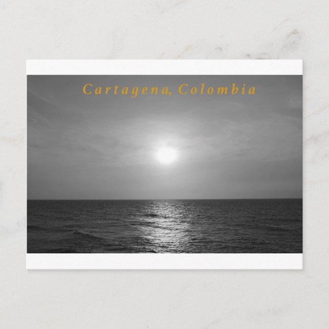 Cartagena Sunset Carte postale noire et blanche (Devant)