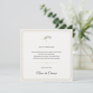 Cartão de Agradecimento de Batizado Personalizado