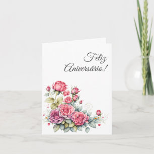 Cartão em Portugues : Carte d'anniversaire fleurs