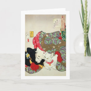 Carte 猫が好き, chats d'amour du 芳年 I, Yoshitoshi, Ukiyo-e