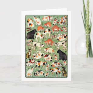 Carte 猫尽両めん合, chats de 芳藤 de l'ère d'Edo, Yoshifuji,