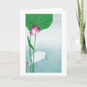 Carte 蓮に白鷺, 小原古邨 Lotus et héron blanc, Koson, Ukiyo-e