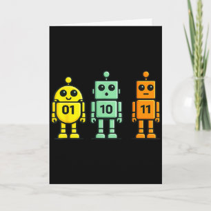 Carte 01 10 11 robot drôle code binaire robots 01 10 110