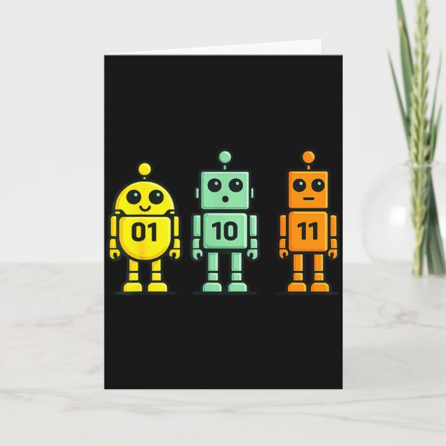 Carte 01 10 11 robot drôle code binaire robots 01 10 110 (Devant)