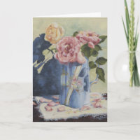 0476 English Roses in Blue Pitcher Sympathy
