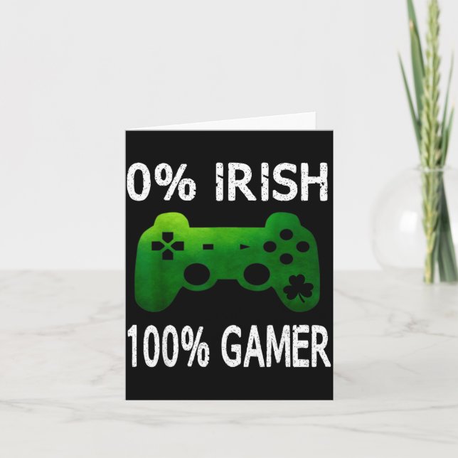 Carte 0% Irish 100% Gamer Funny St Patricks Day Video Ga (Devant)