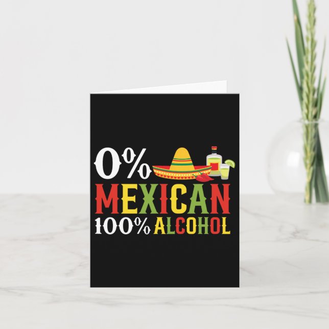 Carte 0% Pourcentage Mexicain 100% Tequila Sombrero Cinc (Devant)