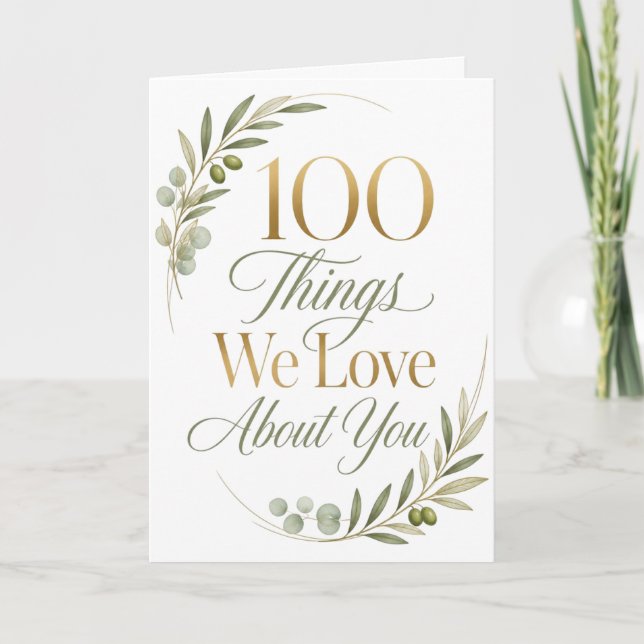 Carte 100 choses que nous aimons de vous (Devant)