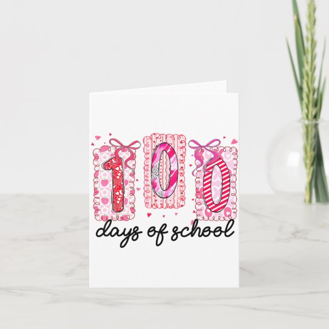 Carte 100 Days Of School Coquette Valentine Girls Teache (Devant)