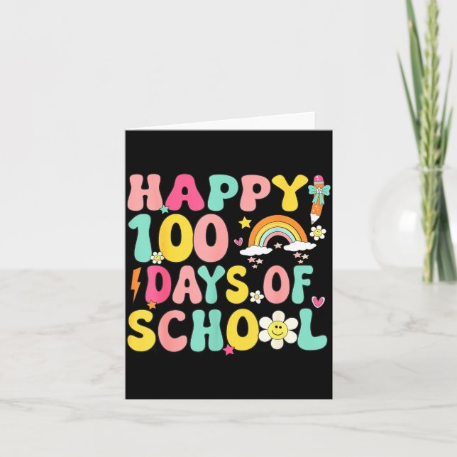 Carte 100 Days Of School Teacher Kids Happy 100th Day Of (Devant)