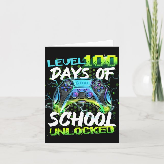 Carte 100 Days Of School Unlocked Gamer Boy Girl Video G (Devant)