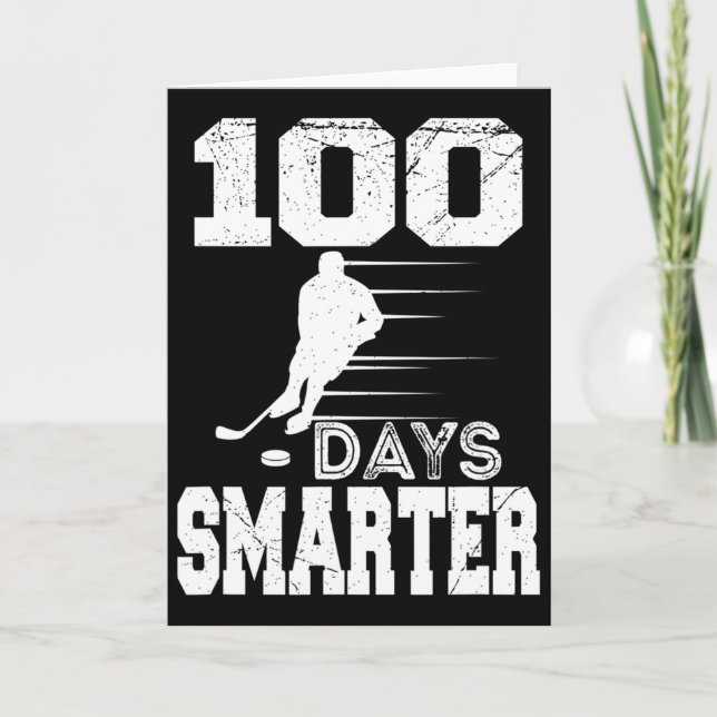 Carte 100 Days Smarter Hockey Sports 100th Day Of School (Devant)