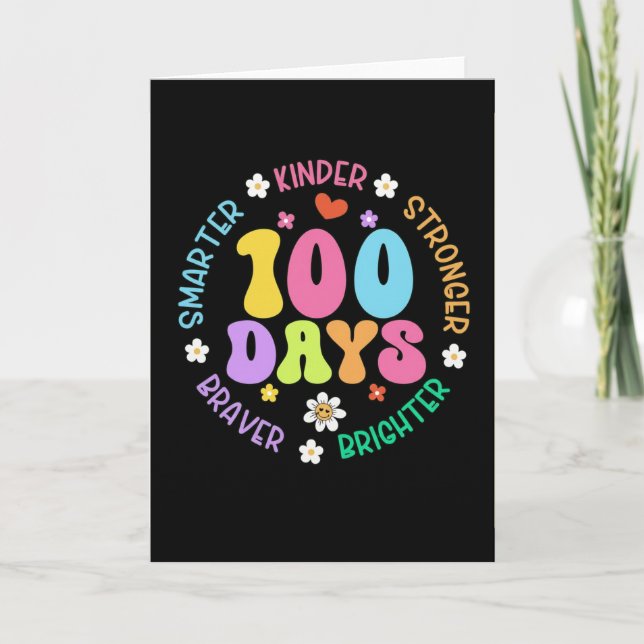 Carte 100 Days Smarter Kinder Brighter Cute School (Devant)