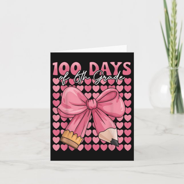 Carte 100 Jours De Filles De 6E Année Cute Bow 100e Jour (Devant)