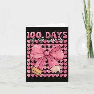 Carte 100 Jours De Filles De 6E Année Cute Bow 100e Jour