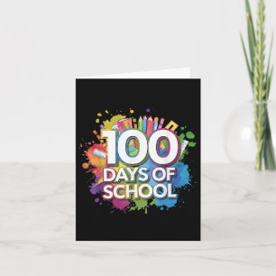Carte 100 Jours D'École Aquarelle Splash Enseignant Stit
