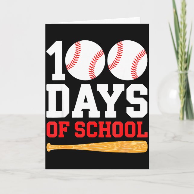 Carte 100 Jours D'école Baseball Garçons 100 Jours Plus  (Devant)
