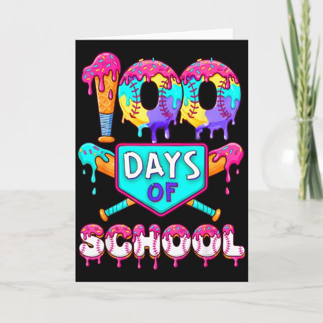 Carte 100 Jours D'école Baseball Garçons Enfants  (Devant)