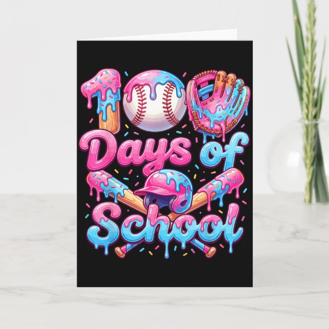 Carte 100 Jours D'école Baseball Garçons Enfants _1  (Devant)