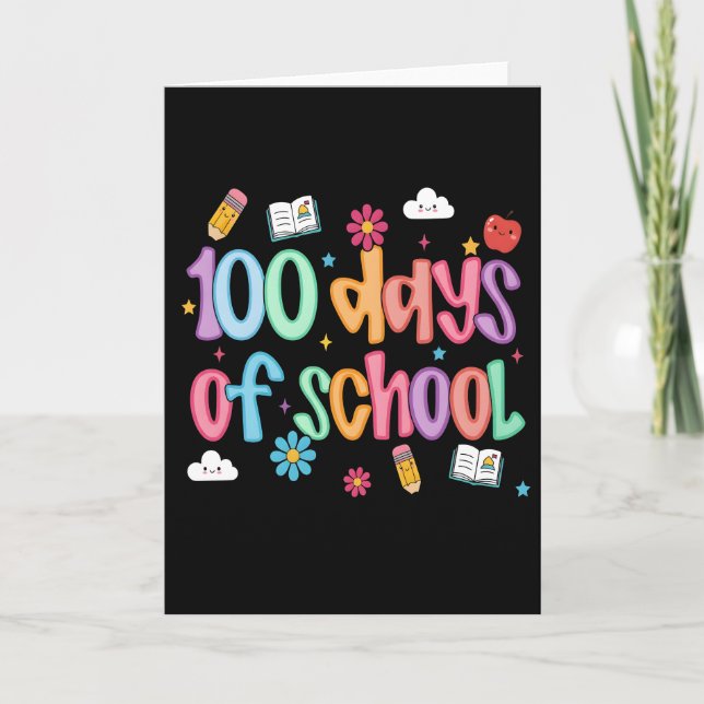 Carte 100 jours d'école Classe colorée mignonne (Devant)