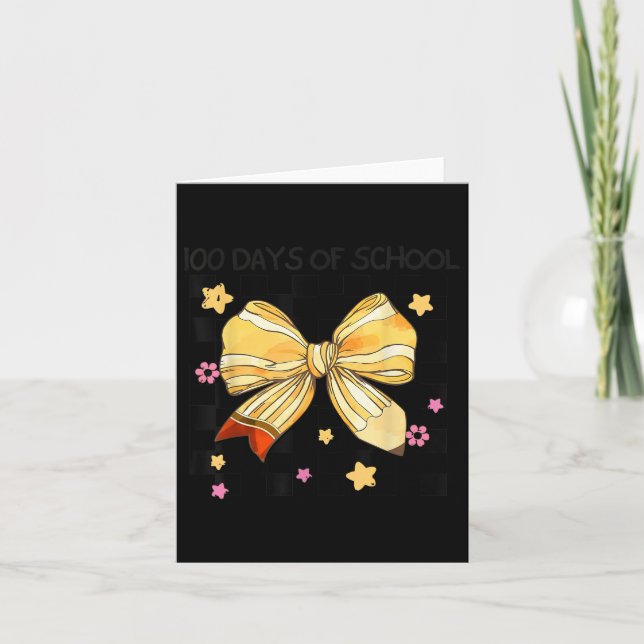 Carte 100 Jours D'École, Coquette Bow Kindergarten Teac (Devant)