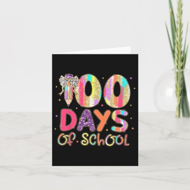 Carte 100 Jours D'École Coquette Crayon Enseignants Cray (Devant)